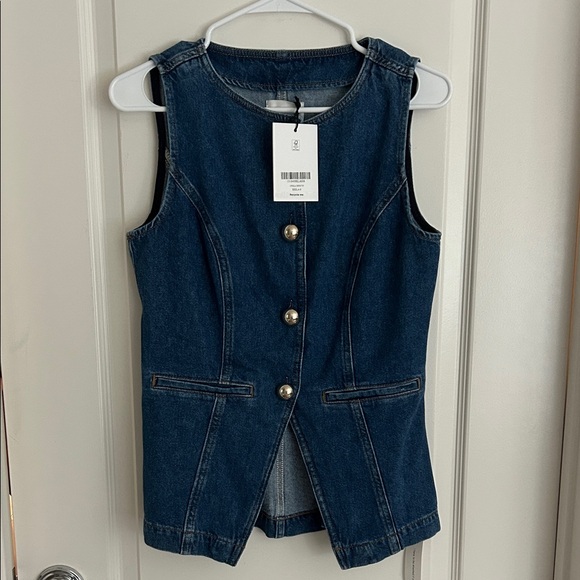 Reformation Ophelia Denim Sleeveless Vest with Buttons new 6 - Picture 1 of 5